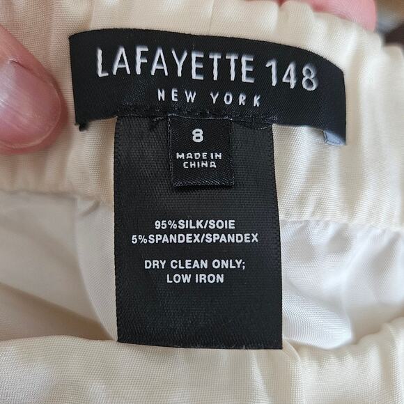 Lafayette 148 New York Cream Silk Blend Cropped Capri Pant sz 8 Minimalist Basic - Picture 4 of 4